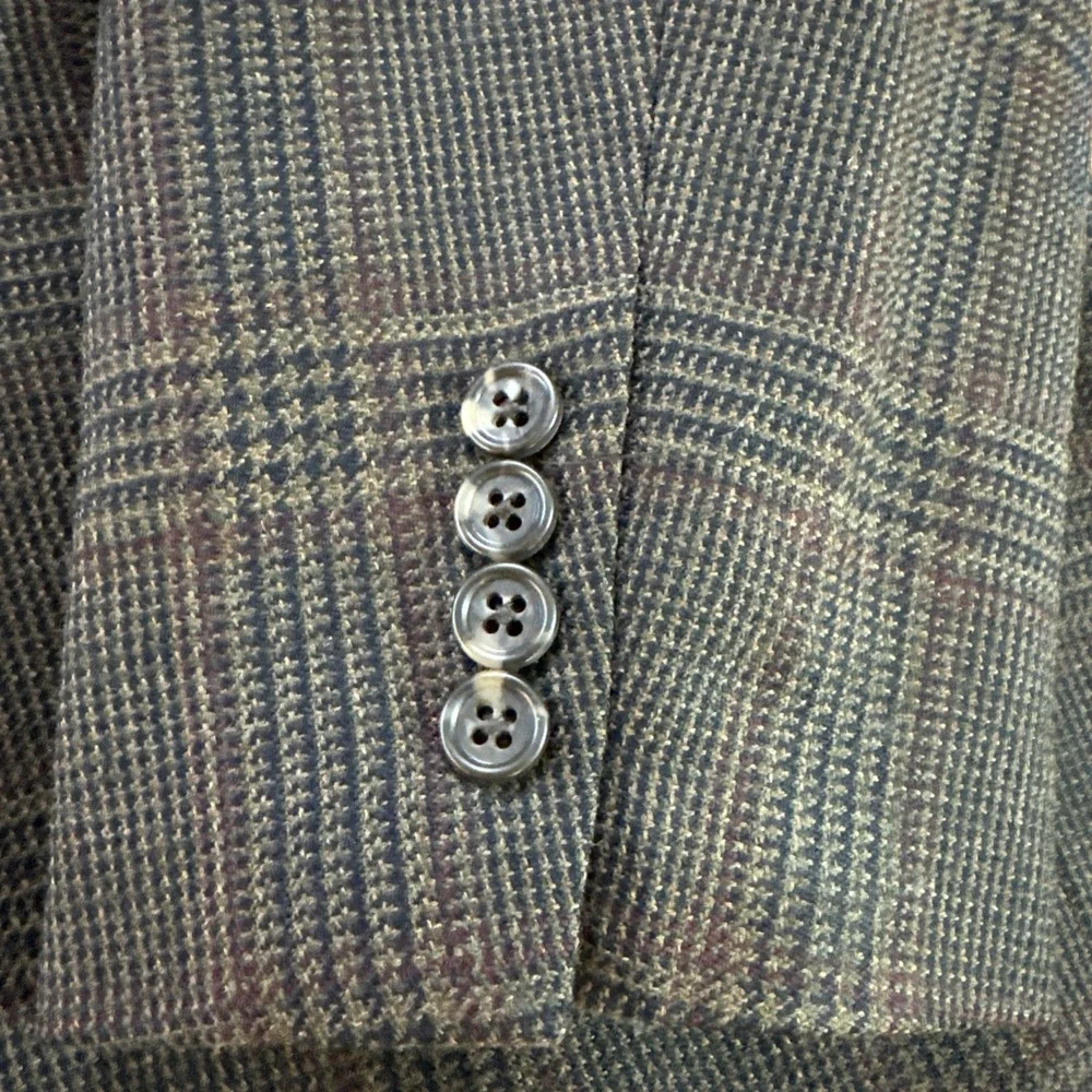 Jos A Bank Brown Glen‎ Plaid 100% Wool Sport Coat Jacket Blazer Sz 46XL Flannel